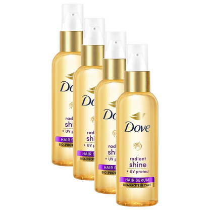 Dove Radiant Shine+ UV Protect Bio-Protein Care Hair Serum 100ml Pack of 4