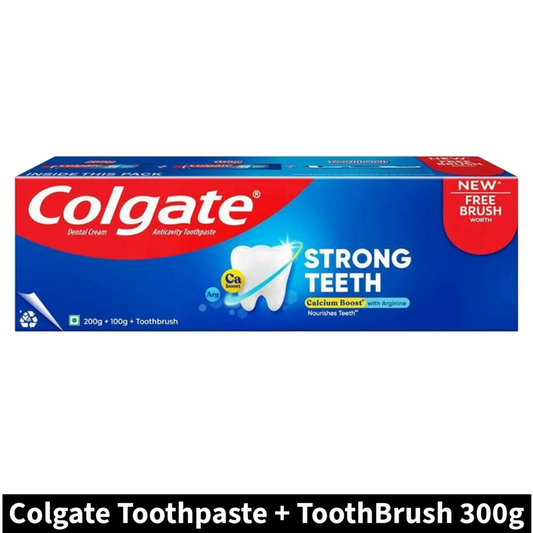 Colgate Strong Teeth Toothpaste + ToothBrush (300gm)(Pack of 1)