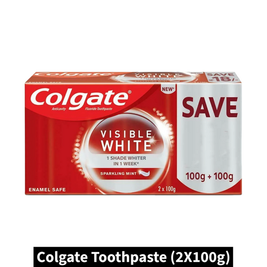 Colgate Visible White Sparkling Mint Toothpaste (2X100gm)(Pack of 1)