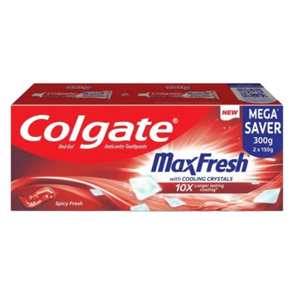 Colgate MaxFresh With Cooling Crystals 10X Spicy Fresh Toothpaste (2X150g)