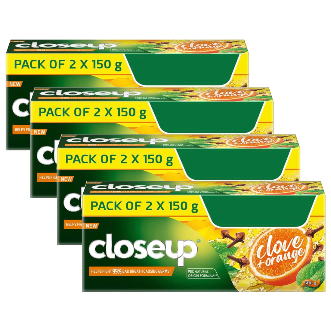 Closeup Clove + Orange Helps Fight 99% Toothpaste (150g x 2) Pack of 4