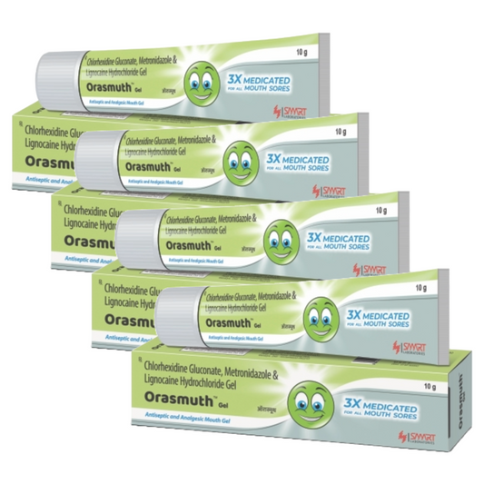 Orasmuth Antiseptic & Analgesic 3x Medicated Mouth Gel 10g Pack of 4