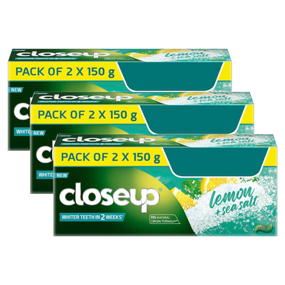 Closeup Lemon + Sea Salt Whiter Teeth Toothpaste (150g x 2) Pack of 3