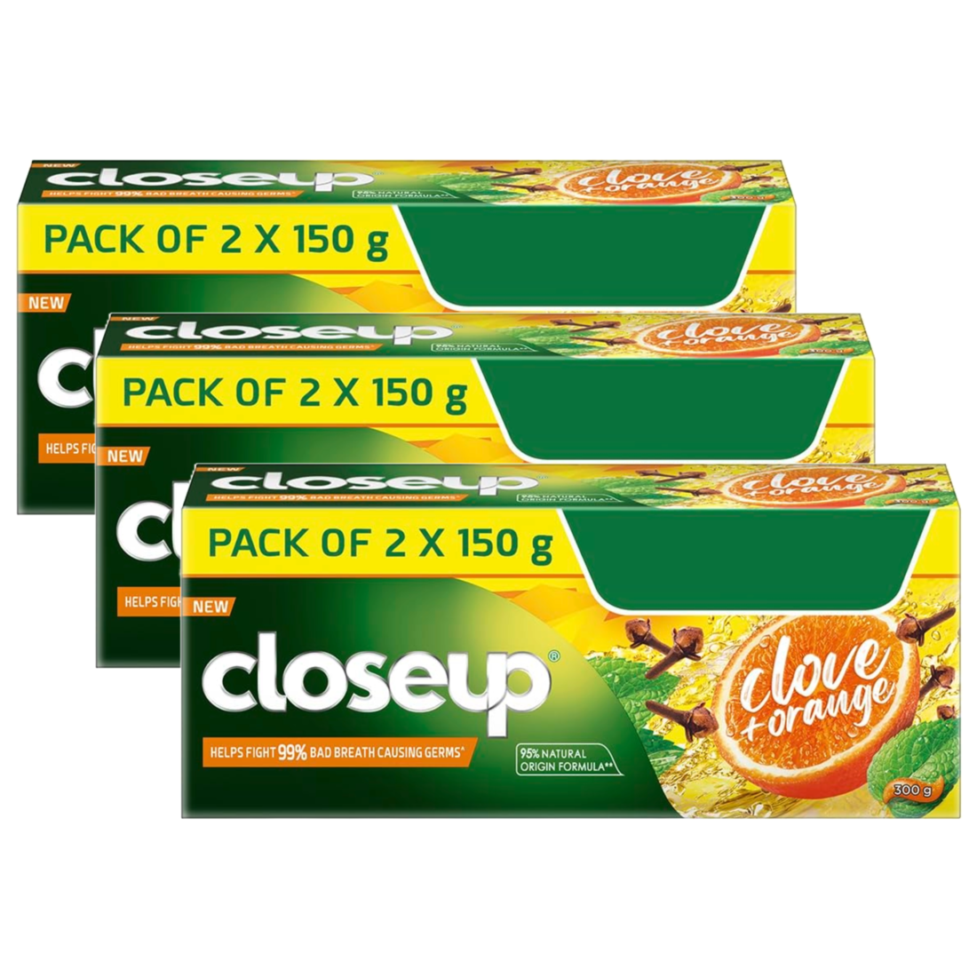 Closeup Clove + Orange Helps Fight 99% Toothpaste (150g x 2) Pack of 3