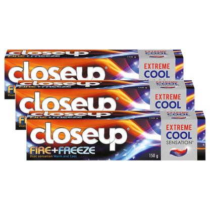 Closeup Fire+Freeze Extreme Cool Sensation Toothpaste 150g Pack of 3