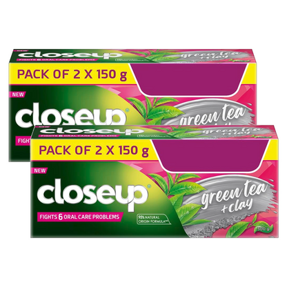 Closeup Green Tea + Clay Fights 6 Oral Care Toothpaste (150g x 2) Pack of 2