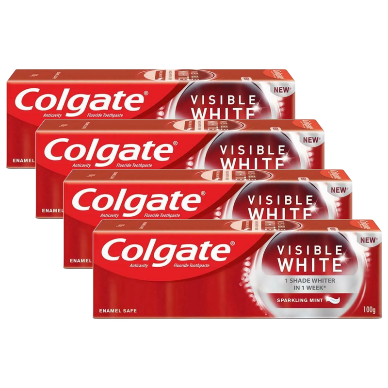 Colgate Visible White Sparkling Mint Anticavity Toothpaste 100g Pack of 4