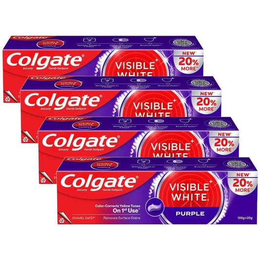 Colgate Visible White Purple Anticavity Toothpaste 100g Pack of 4