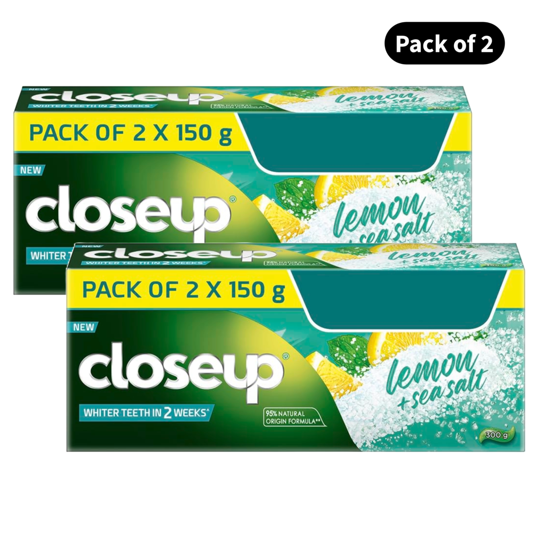 Closeup Lemon + Sea Salt Toothpaste (150gm x 2)(Pack of 2)