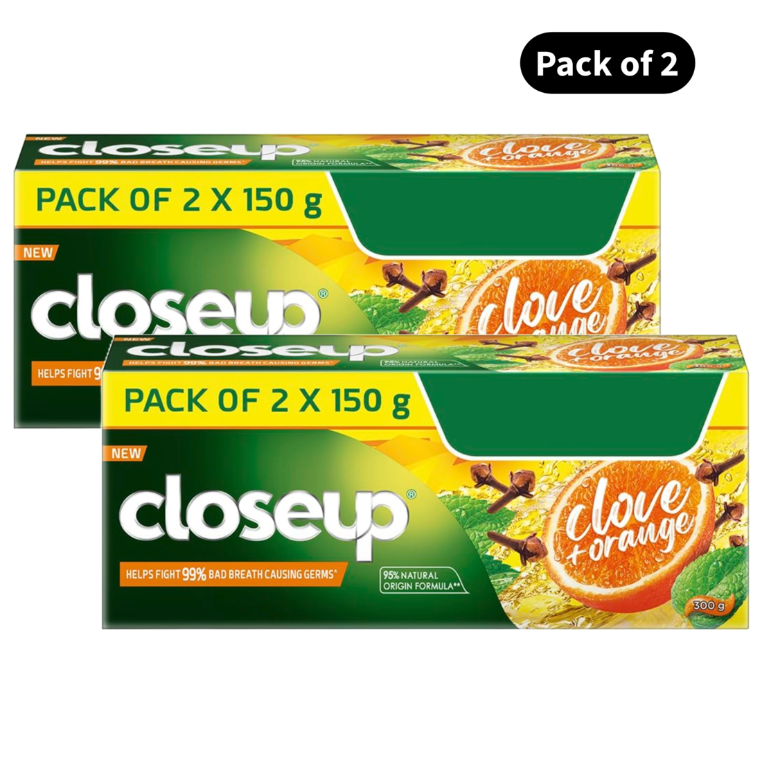 Closeup Clove + Orange Toothpaste (150gm x 2)(Pack of 2)