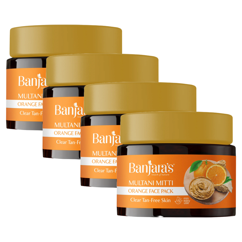 Banjaras Multani Mitti Orange Glowing Skin Face Pack 100g Pack of 4