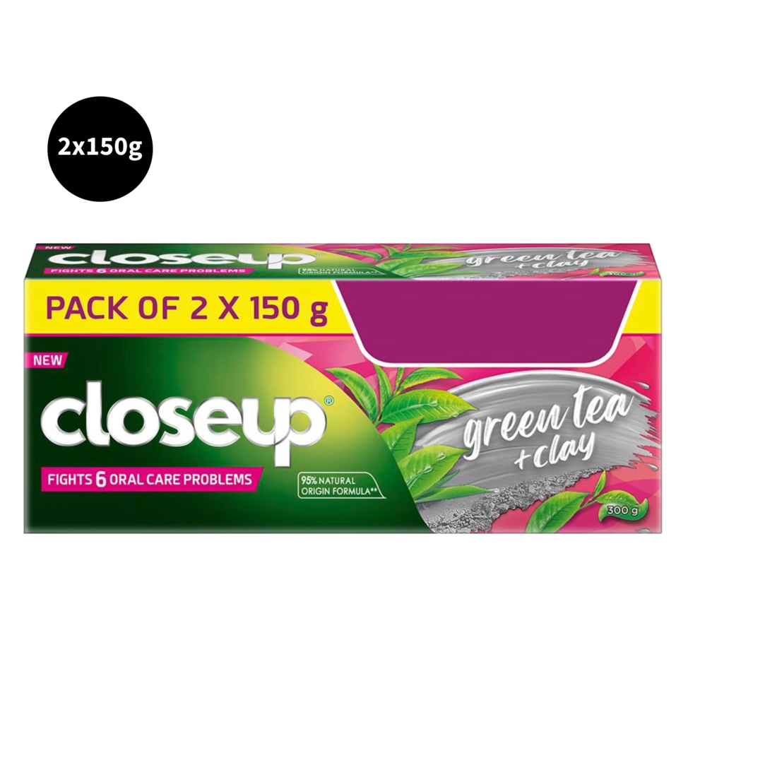 Green Tea + Clay Closeup Fights 6 Oral Care Toothpaste (150g x 2)