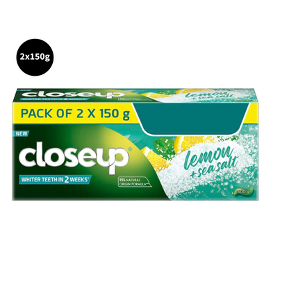 Whiter Teeth Closeup Lemon + Sea Salt Toothpaste (150g x 2)