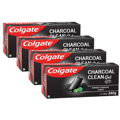 Colgate Bamboo Charcoal & Mint Clean Gel Toothpaste (2x120g) Pack of 4