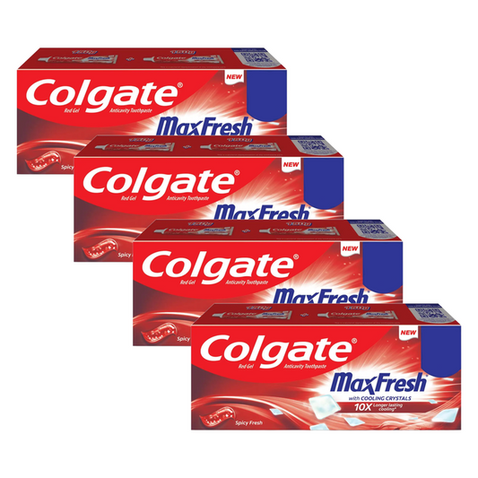 Colgate MaxFresh With Cooling Crystals 10X Spicy Fresh Toothpaste (3X150g) Pack of 4