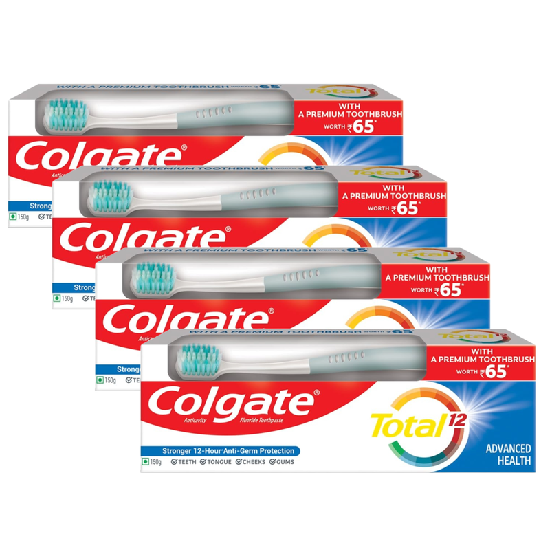 Colgate Advanced Health Anticavity Toothpaste + ToothBrush 150g Pack of 4