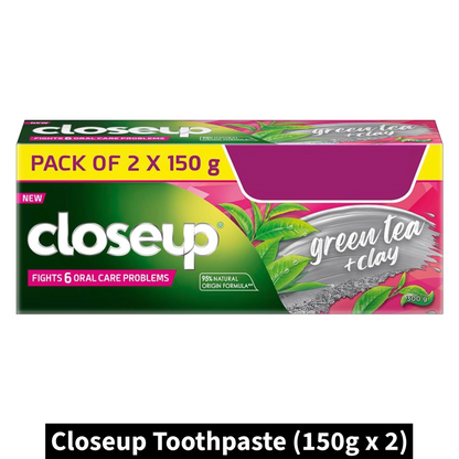 Closeup Fights 6 Oral Care Toothpaste Green Tea + Clay (150gm x 2)