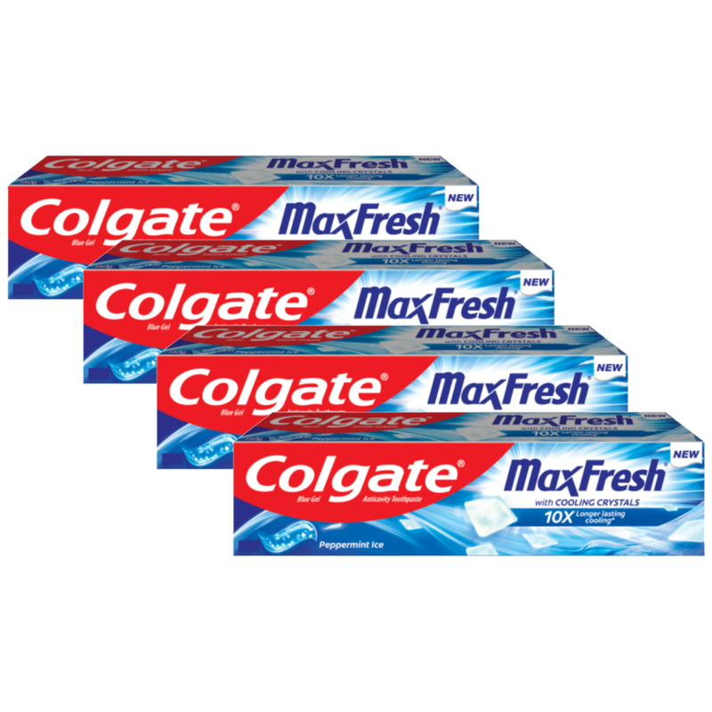 Colgate MaxFresh With Cooling Crystals 10X Peppermint Ice Toothpaste 70g Pack of 4