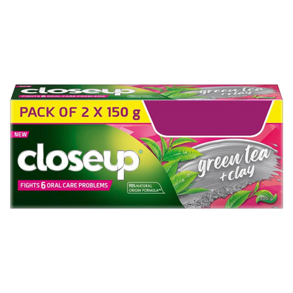 Closeup Green Tea + Clay Fights 6 Oral Care Toothpaste (150g x 2)