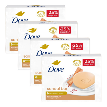 Dove Sandalwood Beauty Bathing Moisturising Cream Bar (125g X 3) Pack of 4