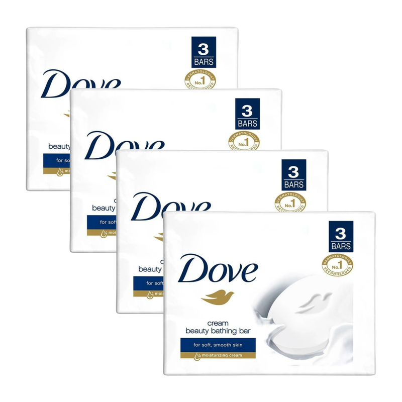 Dove Moisturizng Cream Beauty Bathing Bar (125g X 3) Pack of 4