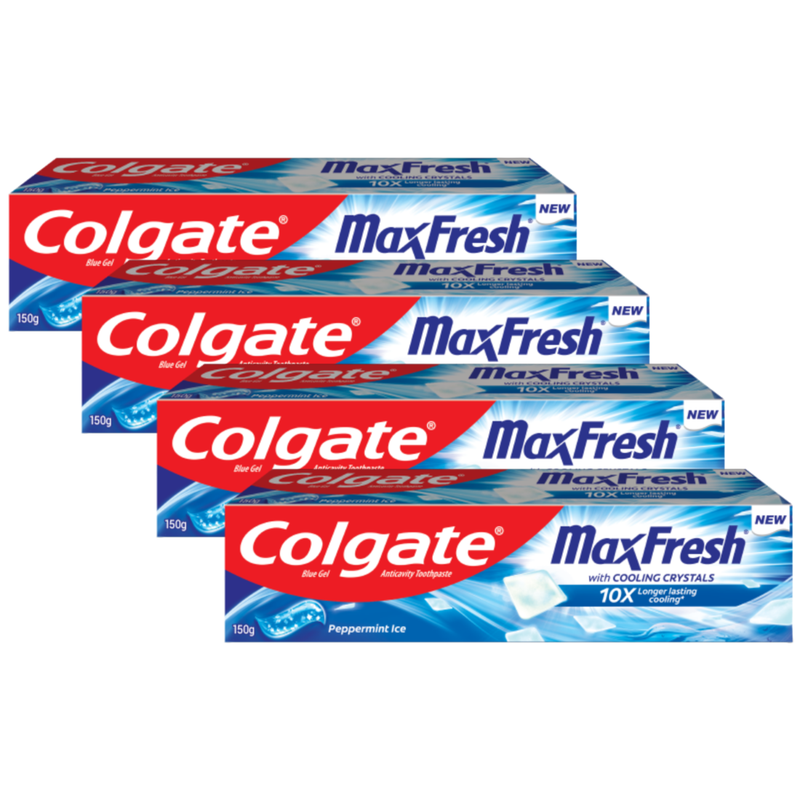 Colgate MaxFresh With Cooling Crystals 10X Peppermint Ice Toothpaste 150g Pack of 4