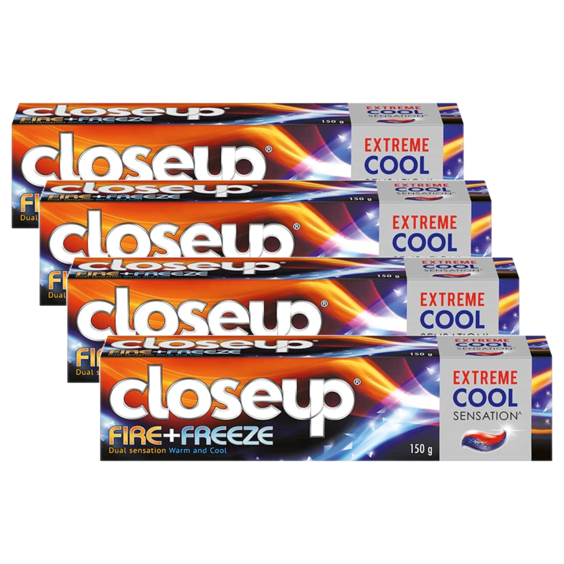 Closeup Fire+Freeze Extreme Cool Sensation Toothpaste 150g Pack of 4