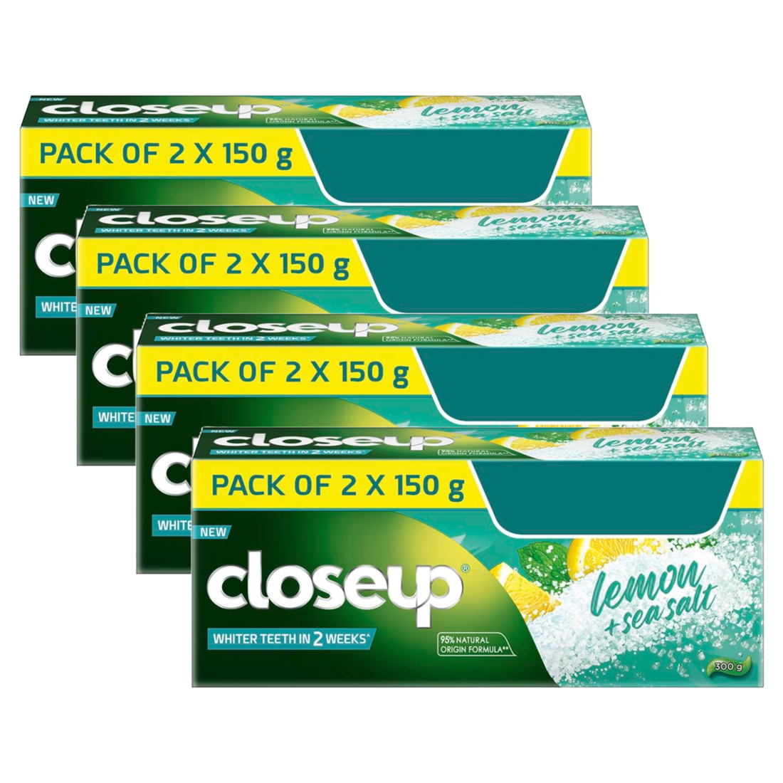 Closeup Lemon + Sea Salt Whiter Teeth Toothpaste (150g x 2) Pack of 4