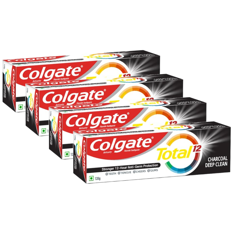 Colgate Total 12 Charcoal Deep Clean Anticavity Toothpaste 120g Pack of 4