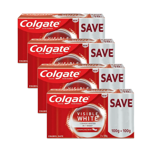 Colgate Visible White Sparkling Mint Anticavity Toothpaste (2X100g) Pack of 4