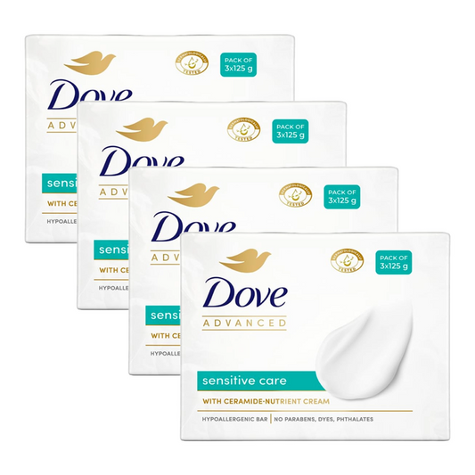 Dove Advanced Sensitive Care Ceramide-Nutrient Cream Bar (125g X 3) Pack of 4