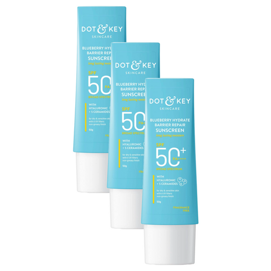 Dot & Key Skincare Blueberry Hydrate Barrier Repair Sunscreen SPF 50 PA++++ 50g Pack of 3