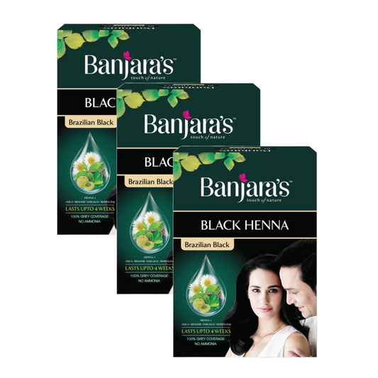 Banjara's Brazilian Black Henna Hair Color 54g Pack of 3