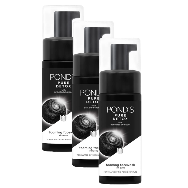 Ponds Pure Detox Activated Charcoal Foaming Face Wash 150ml Pack of 3