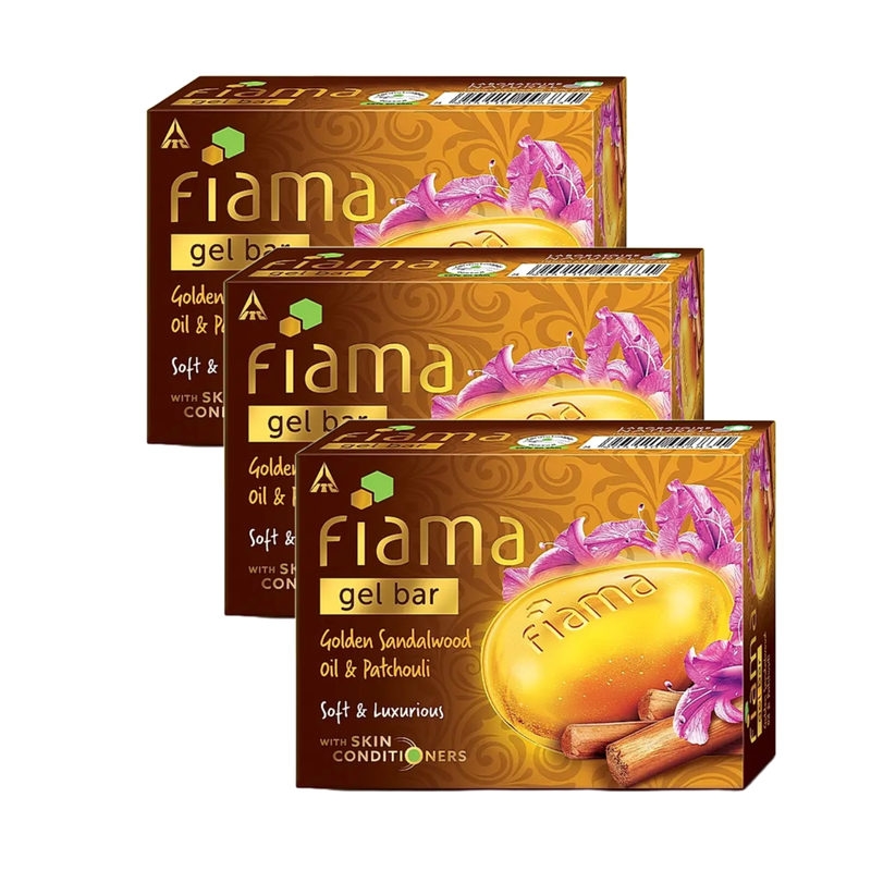 Fiama Golden Sandalwood Oil & Patchouli Soft & Luxurious Gel Bar 125g Pack of 3