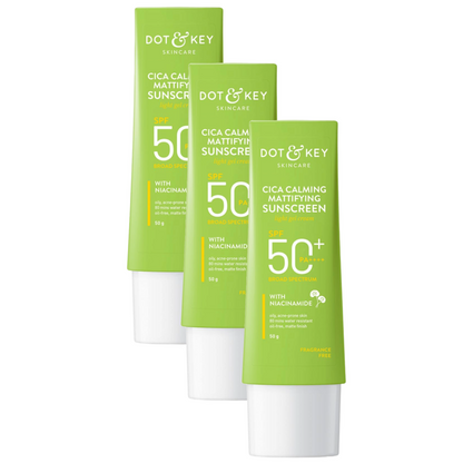 Dot & Key Skincare Cica Calming Mattifying Sunscreen SPF 50 PA++++ 50g Pack of 3