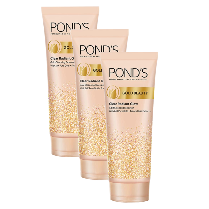 Ponds Gold Beauty Clear Radiant Glow Face Wash 100g Pack of 3