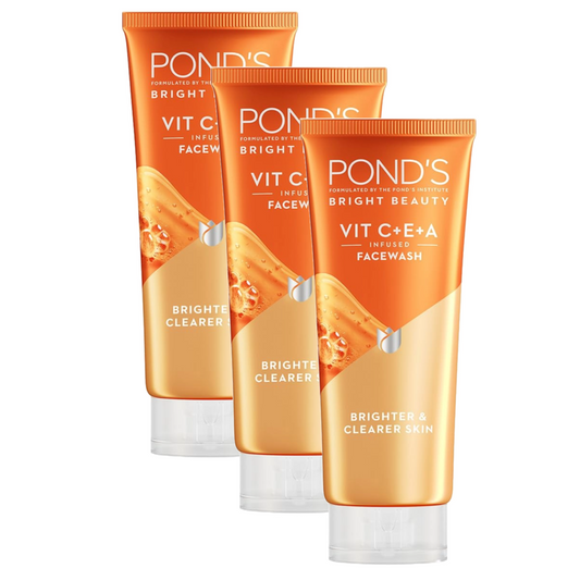 Ponds Bright Beauty Vit C+E+A Brighter & Cleanser Skin Face Wash 50g Pack of 3