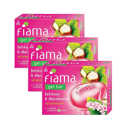 Fiama Patchouli & Macadamia Soft Glowing Skin Gel Bar 125g Pack of 3