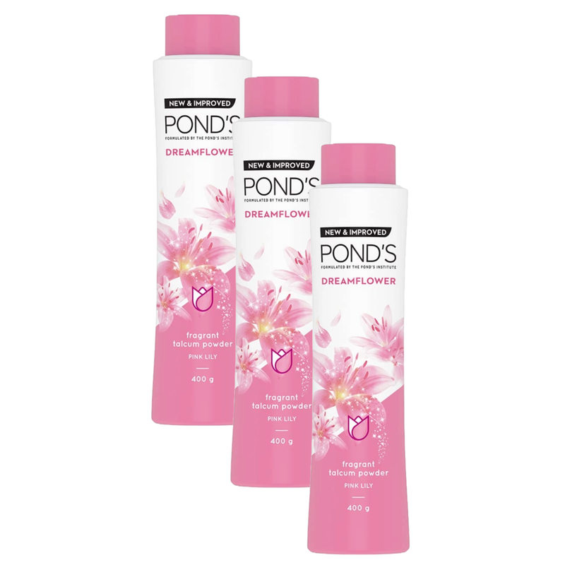 Ponds Dreamflower Frangrant Pink Lily Talcum Powder 400g Pack of 3
