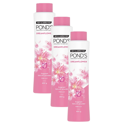 Ponds Dreamflower Frangrant Pink Lily Talcum Powder 400g Pack of 3