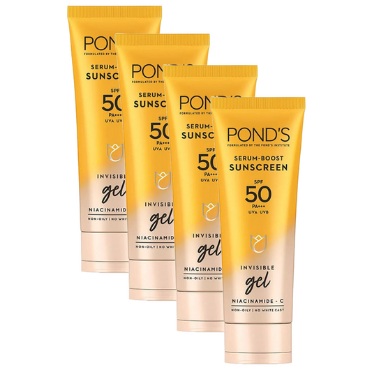 Ponds Serum Boost Sunscreen SPF 50 PA+++ Invisible Gel 50g Pack of 4