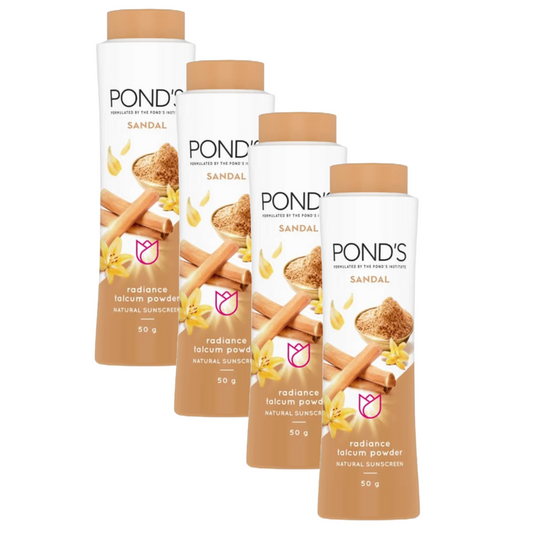 Ponds Sandal Natural Sunscreen Radiance Talcum Powder, 50gm (Pack Of 4)