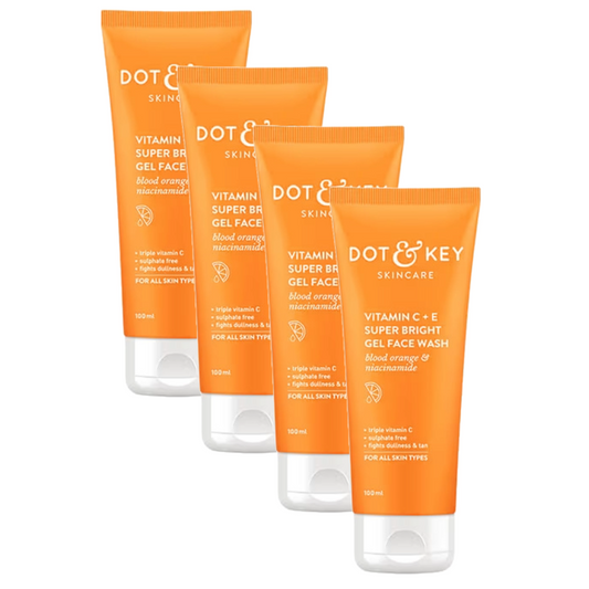 Dot & Key Skincare Vitamin C+E Super Bright Gel Face Wash 100ml Pack of 4