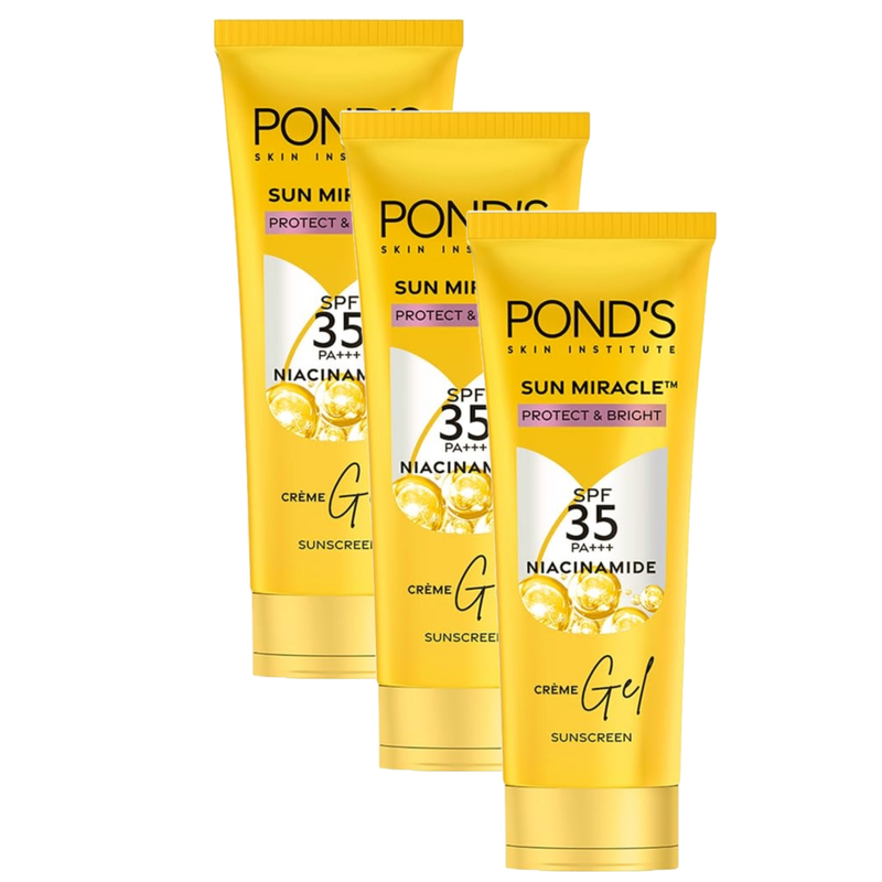 Ponds Sun Miracle Protect & Bright SPF 35 PA+++ Sunscreen Gel 15g Pack of 3