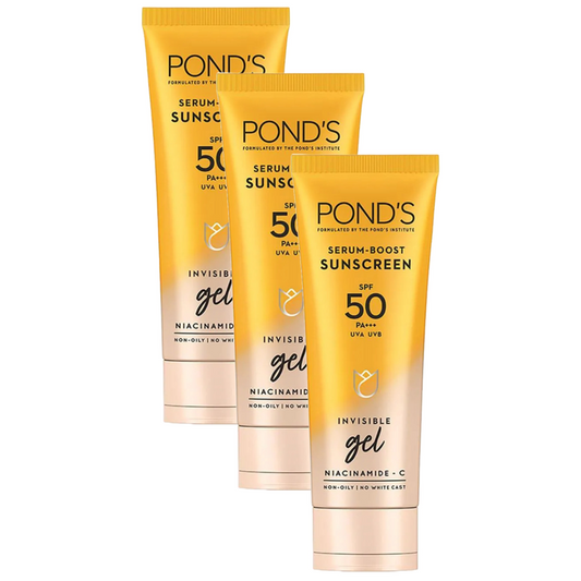 Ponds Serum Boost Sunscreen SPF 50 PA+++ Invisible Gel 50g Pack of 3