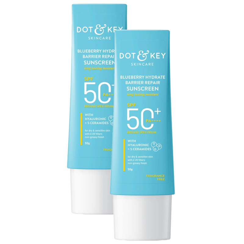 Dot & Key Skincare Blueberry Hydrate Barrier Repair Sunscreen SPF 50 PA++++ 50g Pack of 2