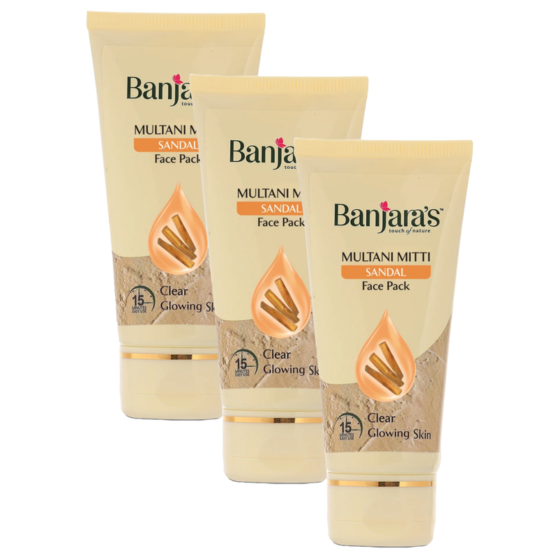 Banjara's Multani Mitti Sandal Face Pack 50g Pack of 3