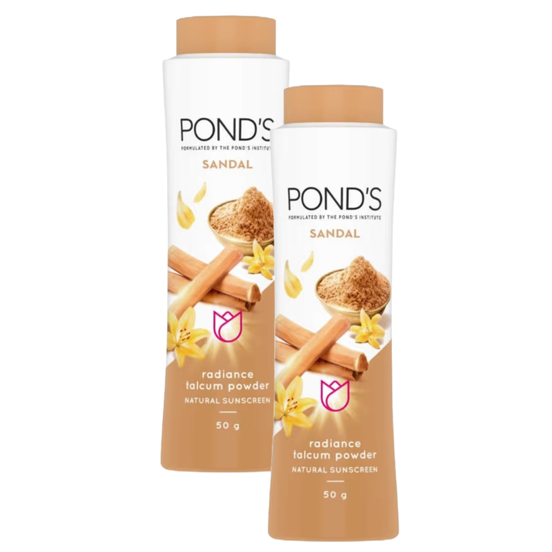 Ponds Sandal Natural Sunscreen Radiance Talcum Powder, 50gm (Pack Of 2)