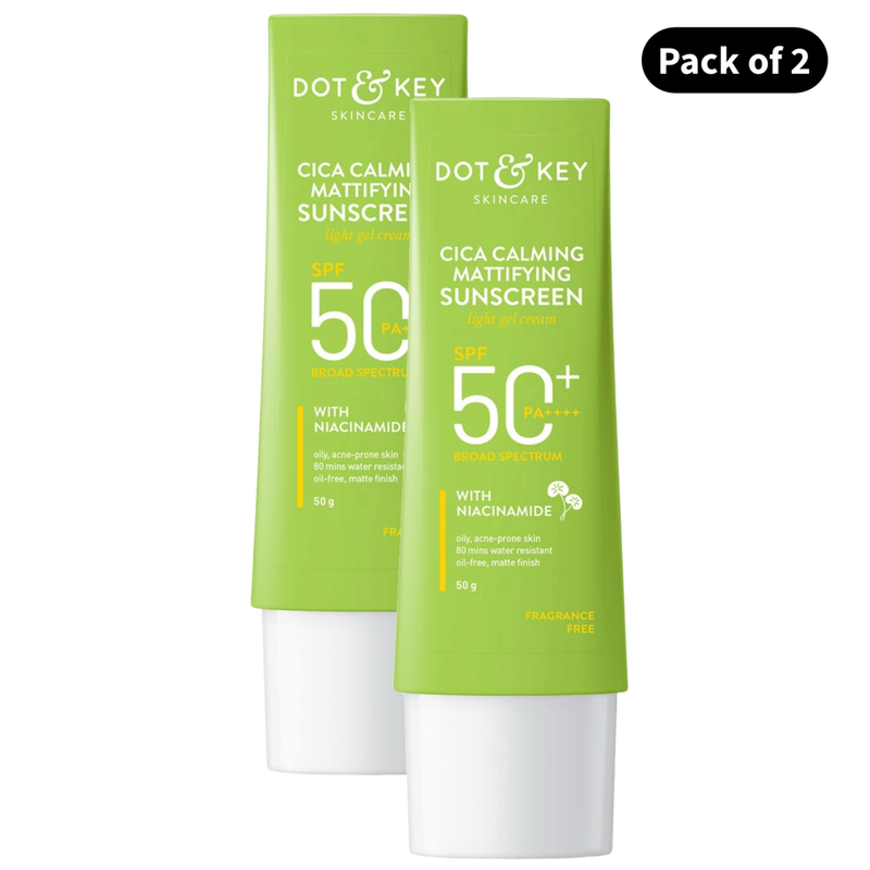 Dot & Key Cica Calming Mattifying Sunscreen SPF 50 PA++++ (50gm)(Pack of 2)